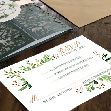 Evergreen  Laser Cut Wedding Invitation Suite 